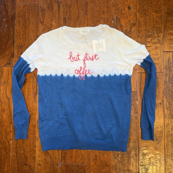 NWT Beach Lunch Lounge Tie Dye Pullover S “But First Coffee” - Picture 2 of 5